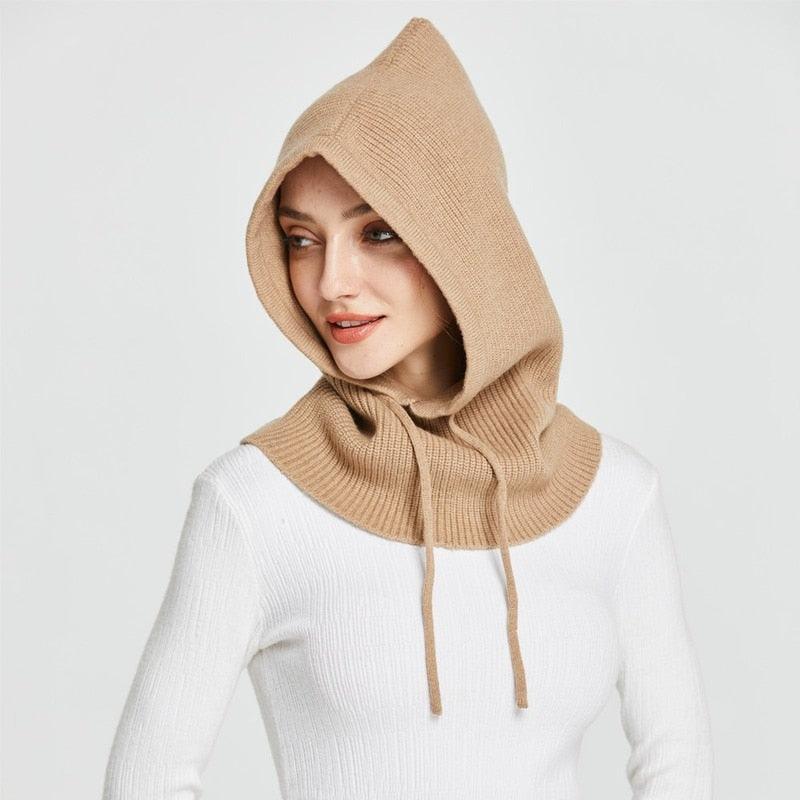 Unisex Knit Scarf Hood Hat Winter Women Cashmere Beanie Bonnet Lady Wool Neck Protect Balaclava Skellies Men Hooded Fashion Balaclava Shawl Women Winter Hat Soft Knitted Hooded Neck Collar Cap Beanie Hat Warm Scarf Unisex Bonnet Hooded Sc Stevvex