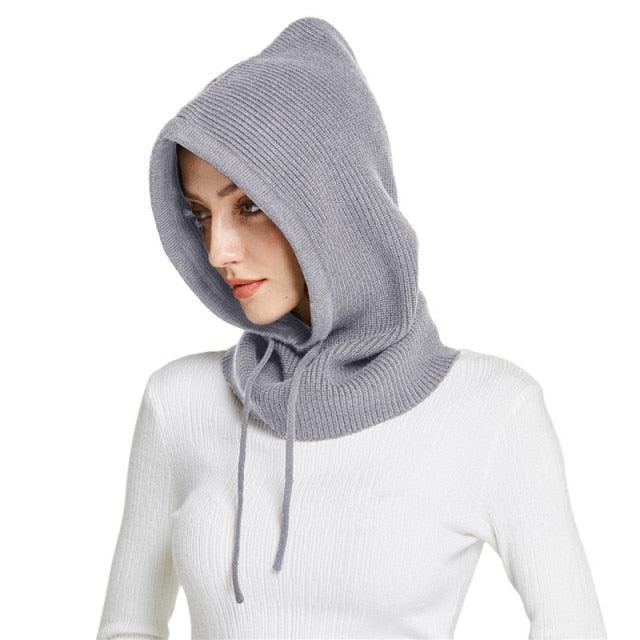 Unisex Knit Scarf Hood Hat Winter Women Cashmere Beanie Bonnet Lady Wool Neck Protect Balaclava Skellies Men Hooded Fashion Balaclava Shawl Women Winter Hat Soft Knitted Hooded Neck Collar Cap Beanie Hat Warm Scarf Unisex Bonnet Hooded Sc Stevvex