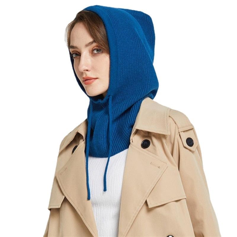 Unisex Knit Scarf Hood Hat Winter Women Cashmere Beanie Bonnet Lady Wool Neck Protect Balaclava Skellies Men Hooded Fashion Balaclava Shawl Women Winter Hat Soft Knitted Hooded Neck Collar Cap Beanie Hat Warm Scarf Unisex Bonnet Hooded Sc Stevvex