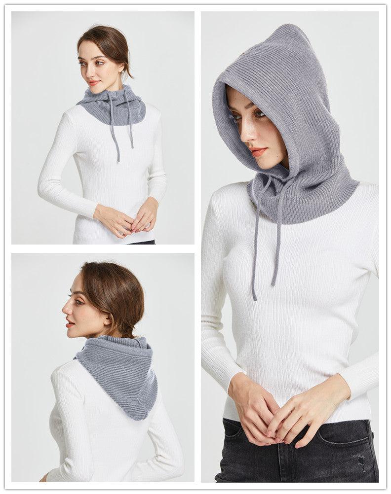 Unisex Knit Scarf Hood Hat Winter Women Cashmere Beanie Bonnet Lady Wool Neck Protect Balaclava Skellies Men Hooded Fashion Balaclava Shawl Women Winter Hat Soft Knitted Hooded Neck Collar Cap Beanie Hat Warm Scarf Unisex Bonnet Hooded Sc Stevvex