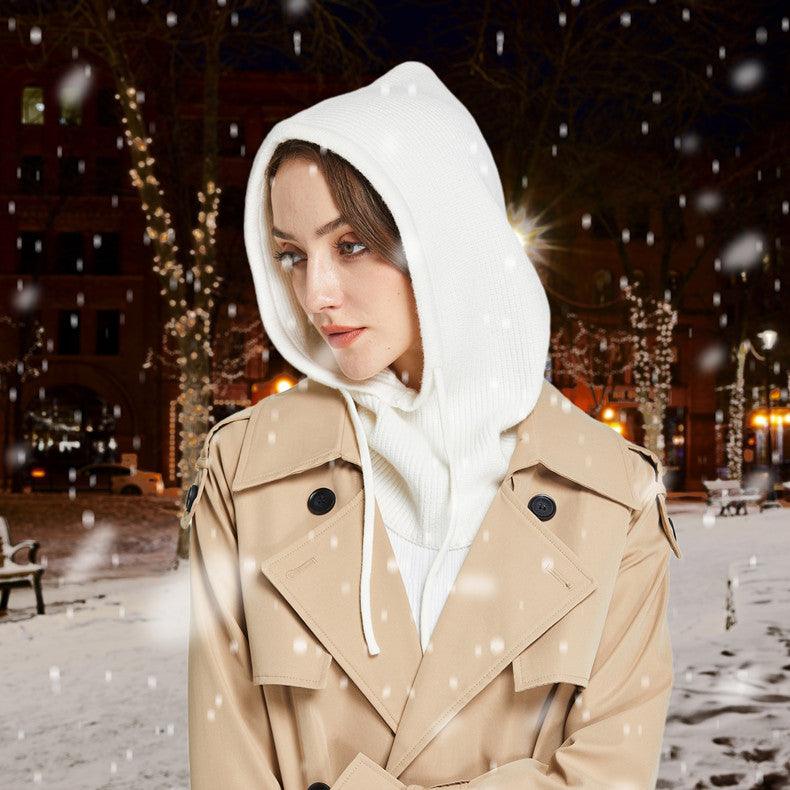 Unisex Knit Scarf Hood Hat Winter Women Cashmere Beanie Bonnet Lady Wool Neck Protect Balaclava Skellies Men Hooded Fashion Balaclava Shawl Women Winter Hat Soft Knitted Hooded Neck Collar Cap Beanie Hat Warm Scarf Unisex Bonnet Hooded Sc Stevvex