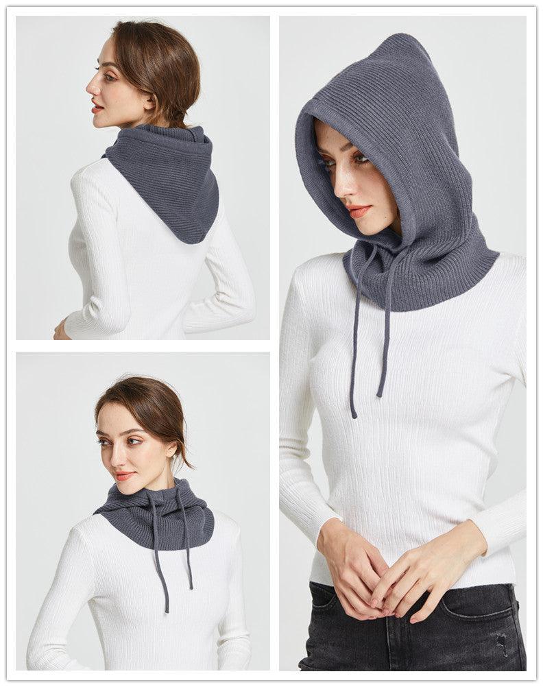 Unisex Knit Scarf Hood Hat Winter Women Cashmere Beanie Bonnet Lady Wool Neck Protect Balaclava Skellies Men Hooded Fashion Balaclava Shawl Women Winter Hat Soft Knitted Hooded Neck Collar Cap Beanie Hat Warm Scarf Unisex Bonnet Hooded Sc Stevvex