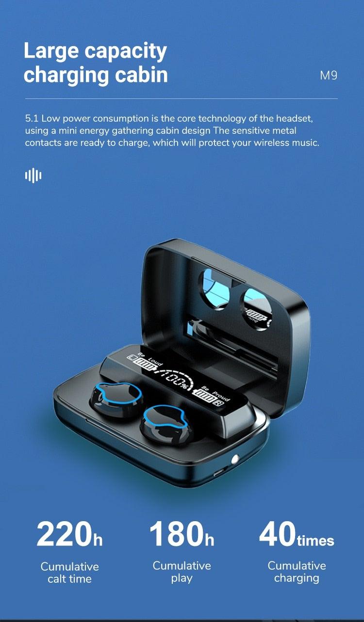 Unisex Lightweight Wireless Headphones Bluetooth 5.1 Headphones Waterproof Sport Earphone Headset Bluetooth Earpiece Sports Headphones Wireless Wearable Music Player Sweatproof Workout Portable Headphones LED Smart Screen Display Design Stevvex