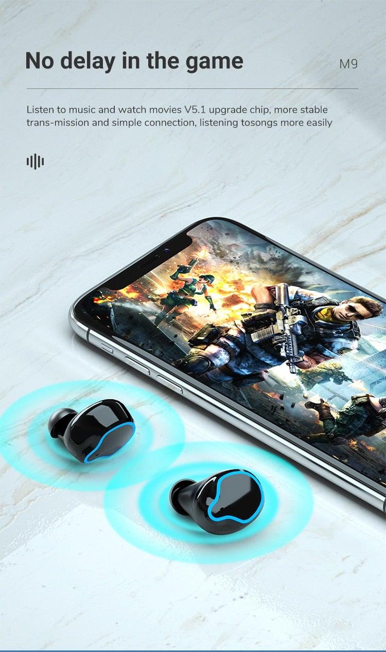 Unisex Lightweight Wireless Headphones Bluetooth 5.1 Headphones Waterproof Sport Earphone Headset Bluetooth Earpiece Sports Headphones Wireless Wearable Music Player Sweatproof Workout Portable Headphones LED Smart Screen Display Design Stevvex