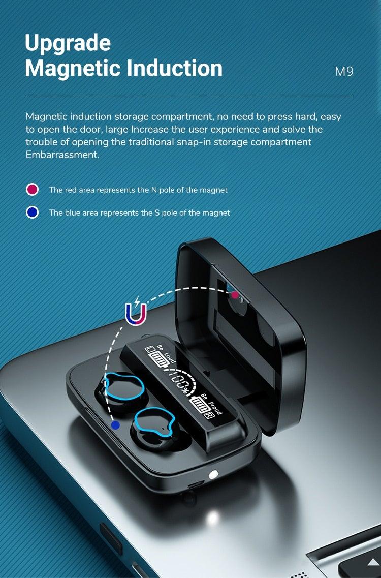 Unisex Lightweight Wireless Headphones Bluetooth 5.1 Headphones Waterproof Sport Earphone Headset Bluetooth Earpiece Sports Headphones Wireless Wearable Music Player Sweatproof Workout Portable Headphones LED Smart Screen Display Design Stevvex