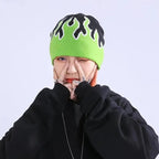 Unisex Modern Fire Design Soft Warm Beanies Comfortable Winter One Size Caps For Men And Women Stevvex