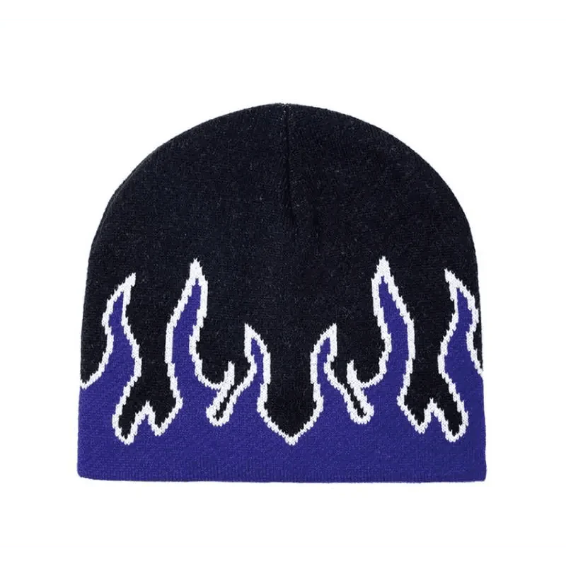Unisex Modern Fire Design Soft Warm Beanies Comfortable Winter One Size Caps For Men And Women Stevvex
