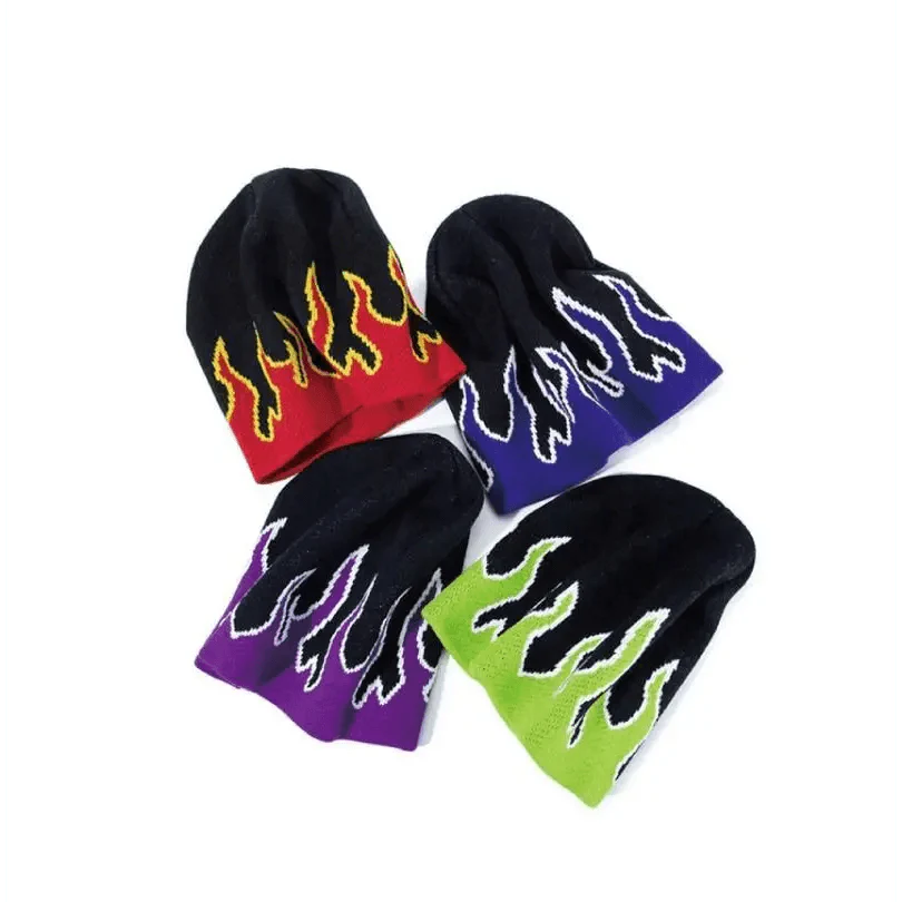 Unisex Modern Fire Design Soft Warm Beanies Comfortable Winter One Size Caps For Men And Women Stevvex