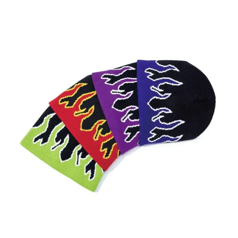 Unisex Modern Fire Design Soft Warm Beanies Comfortable Winter One Size Caps For Men And Women Stevvex