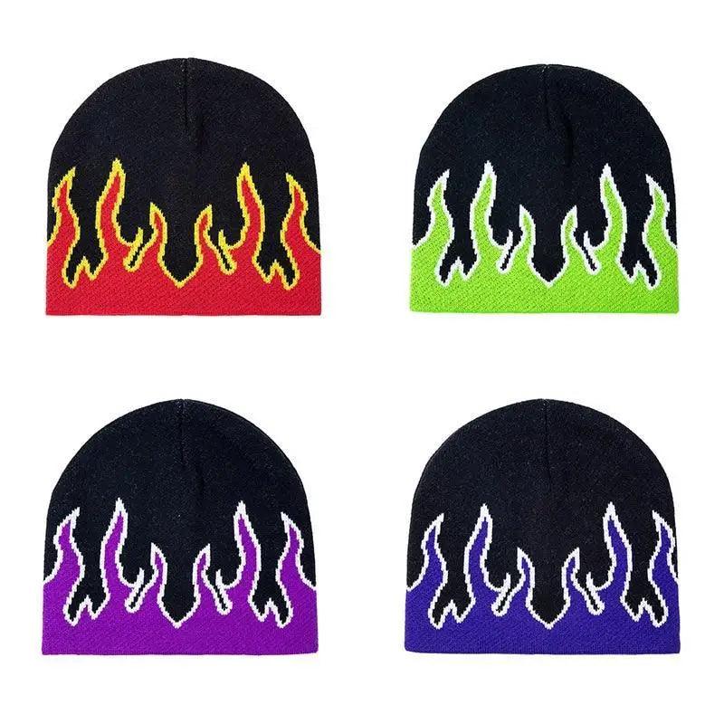 Unisex Modern Fire Design Soft Warm Beanies Comfortable Winter One Size Caps For Men And Women Stevvex