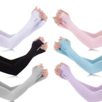 Unisex One Size Compression Cooling Sleeves UV Sun Protection Cooling Arm Sleeves With Thumb Hole Compression Sports Tattoo Cover Up Sleeve For Sports Long Arm Cover Anti-Slip Warmers Outdoor Sports Sunblock Cover Stevvex