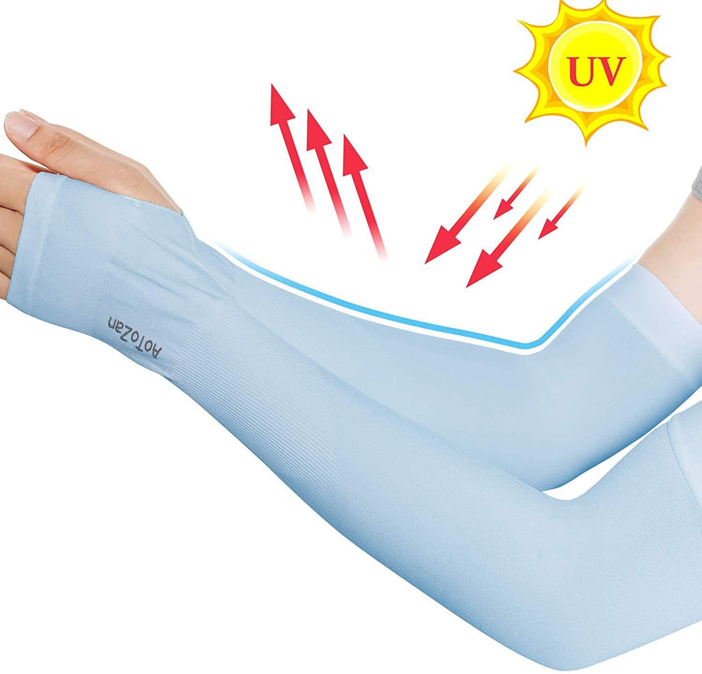 Unisex One Size Compression Cooling Sleeves UV Sun Protection Cooling Arm Sleeves With Thumb Hole Compression Sports Tattoo Cover Up Sleeve For Sports Long Arm Cover Anti-Slip Warmers Outdoor Sports Sunblock Cover Stevvex
