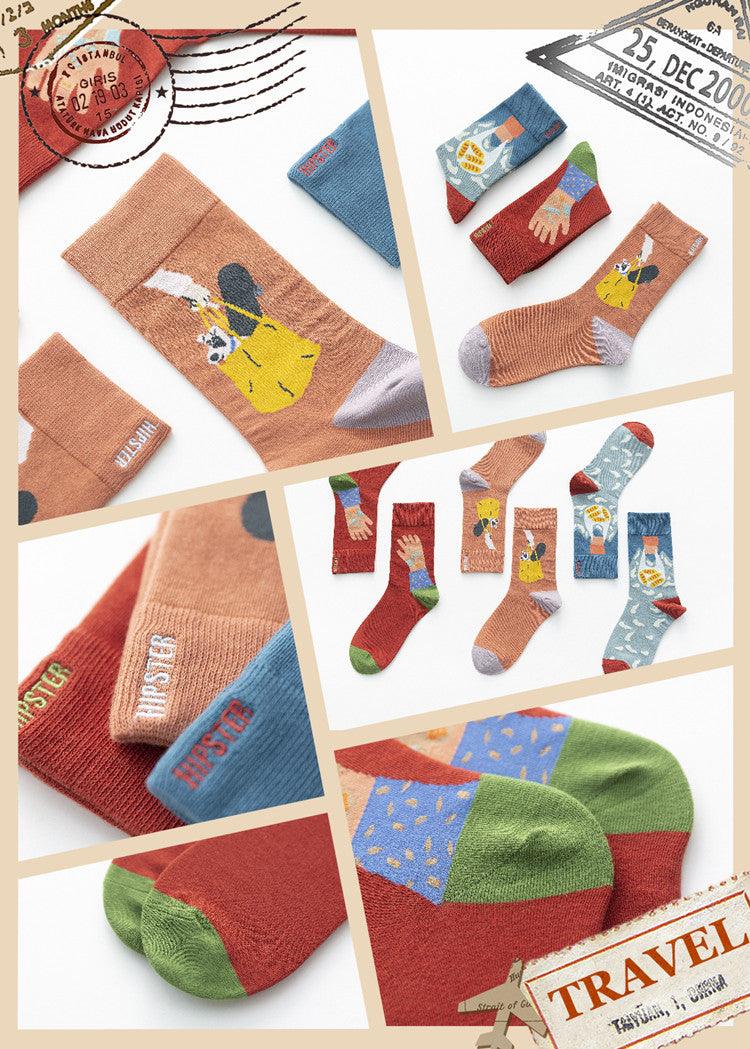 Unisex Painting Style Crew Socks Women Streetwear Skateboard Sport Cycling Designer Socks For Men And Women