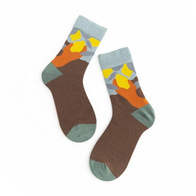 Unisex Painting Style Crew Socks Women Streetwear Skateboard Sport Cycling Designer Socks For Men And Women