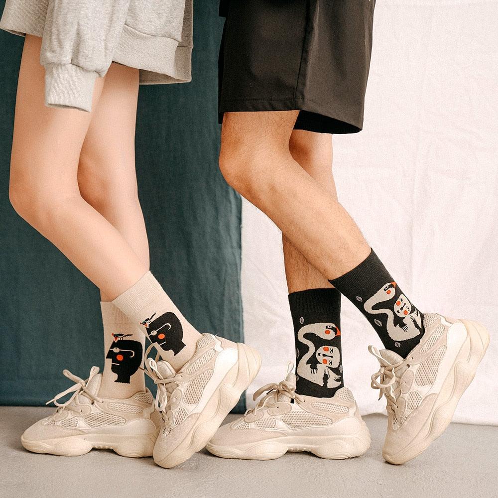 Unisex Painting Style Crew Socks Women Streetwear Skateboard Sport Cycling Designer Socks For Men And Women