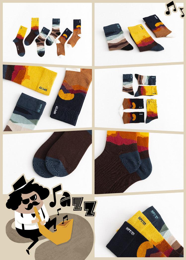 Unisex Painting Style Crew Socks Women Streetwear Skateboard Sport Cycling Designer Socks For Men And Women