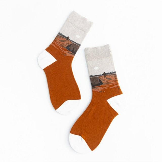 Unisex Painting Style Crew Socks Women Streetwear Skateboard Sport Cycling Designer Socks For Men And Women