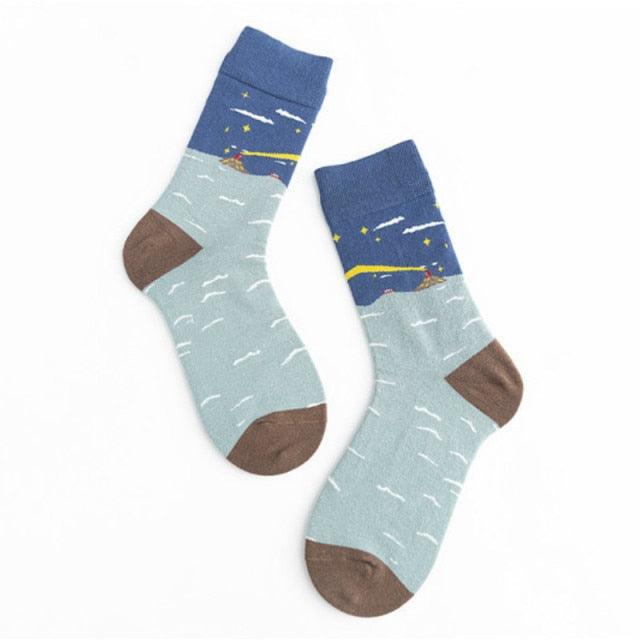 Unisex Painting Style Crew Socks Women Streetwear Skateboard Sport Cycling Designer Socks For Men And Women