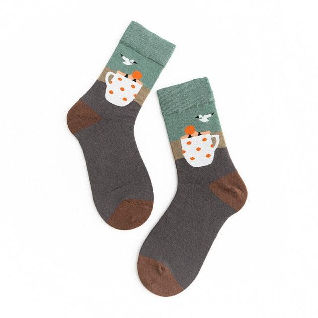 Unisex Painting Style Crew Socks Women Streetwear Skateboard Sport Cycling Designer Socks For Men And Women