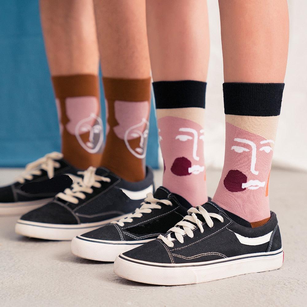 Unisex Painting Style Crew Socks Women Streetwear Skateboard Sport Cycling Designer Socks For Men And Women