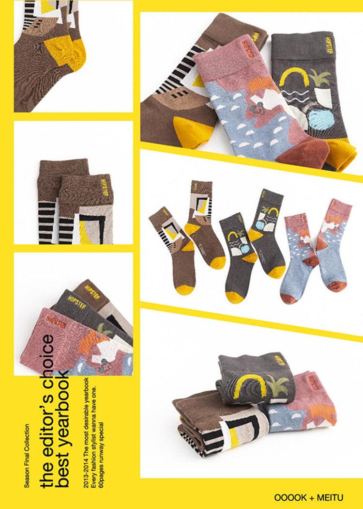 Unisex Painting Style Crew Socks Women Streetwear Skateboard Sport Cycling Designer Socks For Men And Women