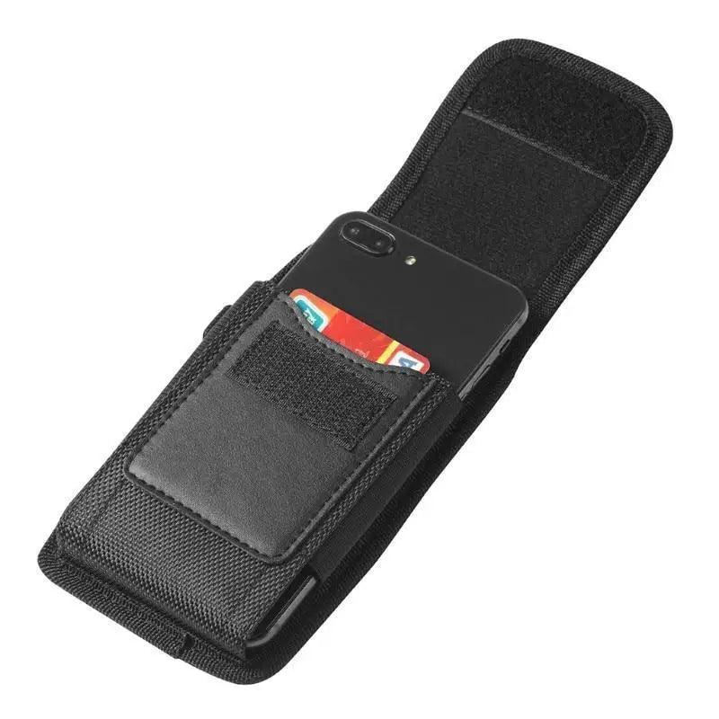 Unisex Simple Black Design Men Small Cell Phone Holster Storage Waist Fanny Pack Zipper Storage Credit Card Holder Stevvex