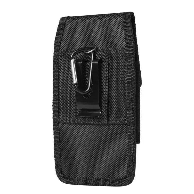 Unisex Simple Black Design Men Small Cell Phone Holster Storage Waist Fanny Pack Zipper Storage Credit Card Holder Stevvex