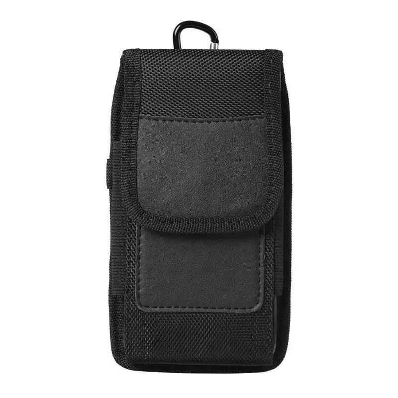 Unisex Simple Black Design Men Small Cell Phone Holster Storage Waist Fanny Pack Zipper Storage Credit Card Holder Stevvex