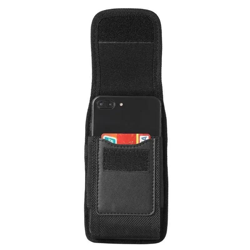 Unisex Simple Black Design Men Small Cell Phone Holster Storage Waist Fanny Pack Zipper Storage Credit Card Holder Stevvex