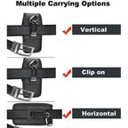 Unisex Simple Black Design Men Small Cell Phone Holster Storage Waist Fanny Pack Zipper Storage Credit Card Holder Stevvex