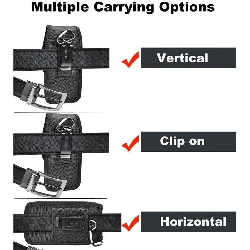 Unisex Simple Black Design Men Small Cell Phone Holster Storage Waist Fanny Pack Zipper Storage Credit Card Holder Stevvex
