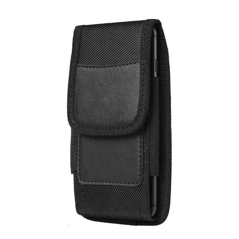 Unisex Simple Black Design Men Small Cell Phone Holster Storage Waist Fanny Pack Zipper Storage Credit Card Holder Stevvex