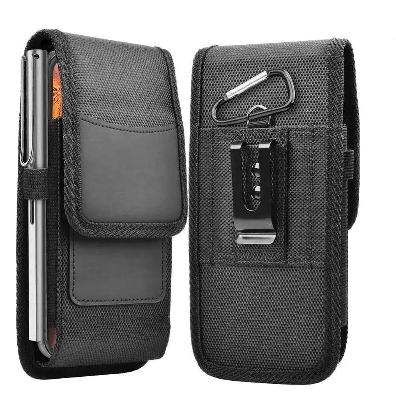 Unisex Simple Black Design Men Small Cell Phone Holster Storage Waist Fanny Pack Zipper Storage Credit Card Holder Stevvex