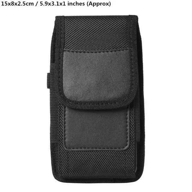 Unisex Simple Black Design Men Small Cell Phone Holster Storage Waist Fanny Pack Zipper Storage Credit Card Holder Stevvex