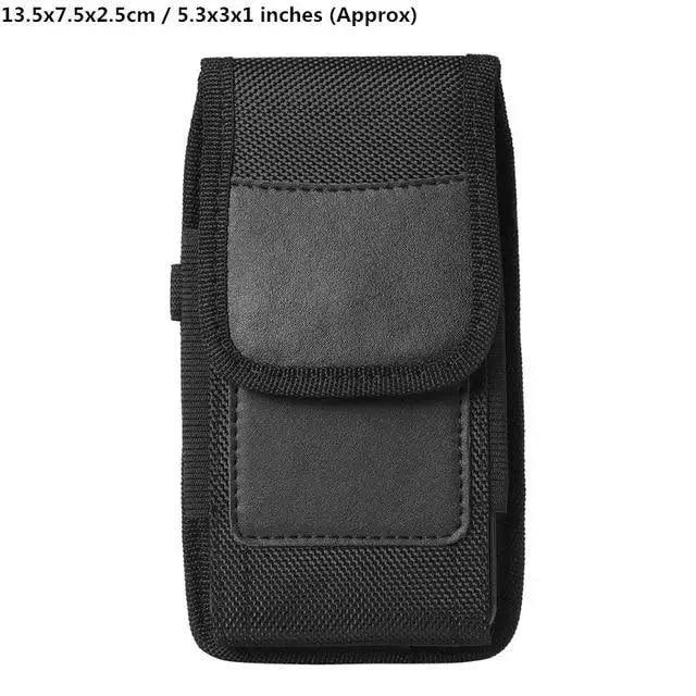 Unisex Simple Black Design Men Small Cell Phone Holster Storage Waist Fanny Pack Zipper Storage Credit Card Holder Stevvex
