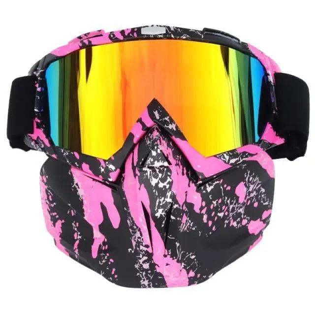 Unisex Snowboard Glasses Snowmobile Skiing Goggles For Men Women Windproof Sunglasses With Detachable Mask Stevvex