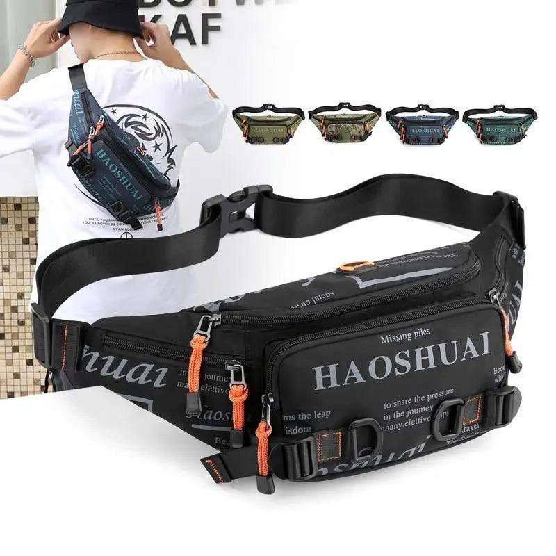 Unisex Stylish Multiple Pockets Fanny Pack Men Waist Packs Travel Adjustable Waist Band Outdoor Portable Modern Fanny Bag Stevvex