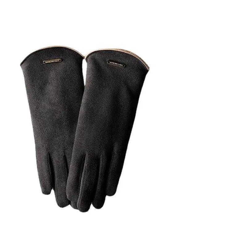 MAC058 Unisex Suede Touch Screen Gloves Faux Fur Lined Winter Warm - SJB-DIAMOND ELITES