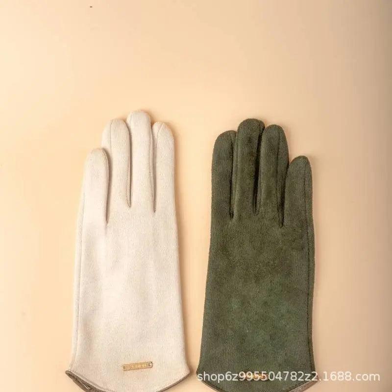 MAC058 Unisex Suede Touch Screen Gloves Faux Fur Lined Winter Warm - SJB-DIAMOND ELITES