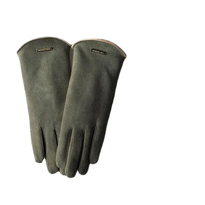 MAC058 Unisex Suede Touch Screen Gloves Faux Fur Lined Winter Warm - SJB-DIAMOND ELITES