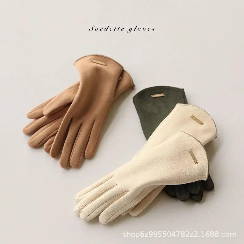 MAC058 Unisex Suede Touch Screen Gloves Faux Fur Lined Winter Warm - SJB-DIAMOND ELITES