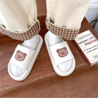 Unisex Summer Slippers Beach Slides Flip Flops Bear Thick Soled Boys Girls Bathroom Shoes Slides Sandals With Thick Sole Non-Slip Beach Pool Slides Open Toe Style Outdoor Slippers For Men And Women Stevvex