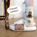 Unisex Summer Slippers Beach Slides Flip Flops Bear Thick Soled Boys Girls Bathroom Shoes Slides Sandals With Thick Sole Non-Slip Beach Pool Slides Open Toe Style Outdoor Slippers For Men And Women Stevvex