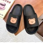 Unisex Summer Slippers Beach Slides Flip Flops Bear Thick Soled Boys Girls Bathroom Shoes Slides Sandals With Thick Sole Non-Slip Beach Pool Slides Open Toe Style Outdoor Slippers For Men And Women Stevvex
