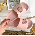 Unisex Summer Slippers Beach Slides Flip Flops Bear Thick Soled Boys Girls Bathroom Shoes Slides Sandals With Thick Sole Non-Slip Beach Pool Slides Open Toe Style Outdoor Slippers For Men And Women Stevvex