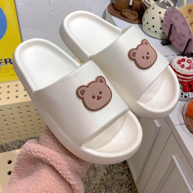 Unisex Summer Slippers Beach Slides Flip Flops Bear Thick Soled Boys Girls Bathroom Shoes Slides Sandals With Thick Sole Non-Slip Beach Pool Slides Open Toe Style Outdoor Slippers For Men And Women Stevvex
