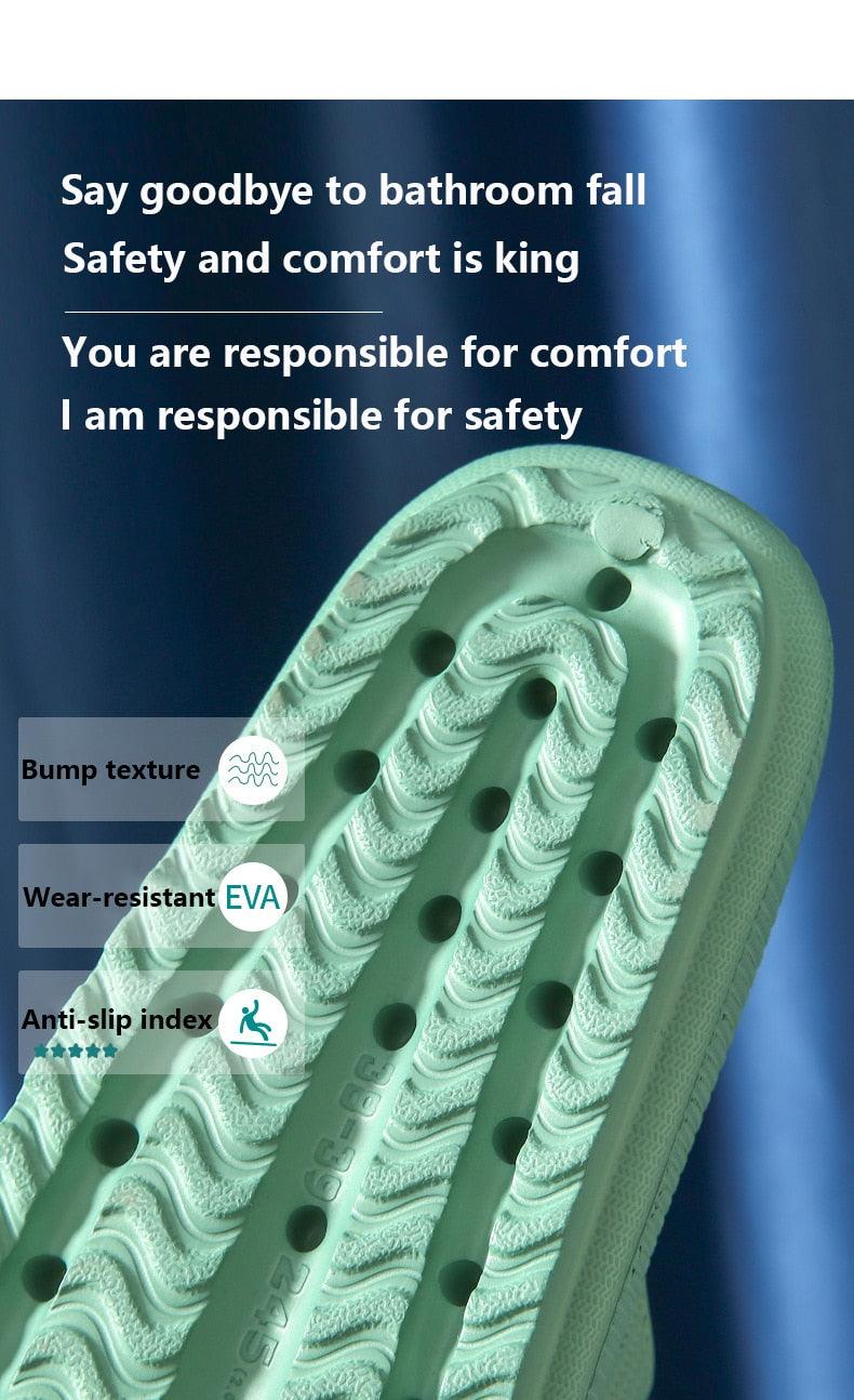 Unisex Thicker Comfortable Slippers For Men And Women Home Bathroom Bath Couple Thick Bottom Home Slippers Soft Sole Slide Sandals Leisure Shower Quick Drying Bathroom Non-Slip Massage Pool Gym House Slipper Stevvex