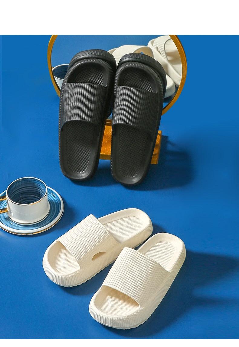 Unisex Thicker Comfortable Slippers For Men And Women Home Bathroom Bath Couple Thick Bottom Home Slippers Soft Sole Slide Sandals Leisure Shower Quick Drying Bathroom Non-Slip Massage Pool Gym House Slipper Stevvex