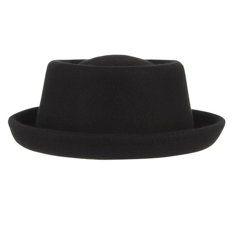 Unisex White Classic Wool Soft Hat Simple Black Fedora For Men Women Pork Pie Hat Comfortable Soft Porkpie Hats Flat Top Men's Fedora Autumn Winter Warm Hat Dress Hats Stevvex