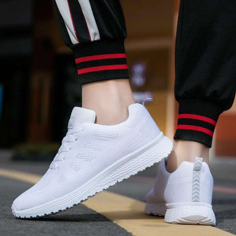 Unisex White Sneakers Mesh Sports Trainers Running Summer Mens Flat Casual Sport Shoes Casual Sports Tennis Road Sneakers Comfortable Modern Design Stevvex